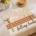 thumbnail image 2 of 2 Pcs Fall Harvest Linen Placemats, Cute Maple Leaf Pumpkin Print Insulated Table Mats for Thanksgiving Party Catering Decorations, 2 of 6