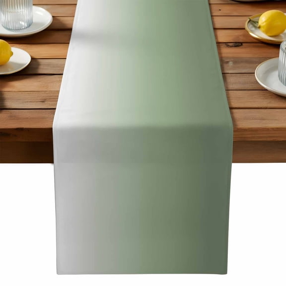 Sage Green Cotton Linen Table Runner for Dining Kitchen, Farmhouse Sage Green Ombre Wedding Outdoor Party Tablerunners Decoration, Dresser Scarf Coffee Tablecloth Runners 13x70 Inches