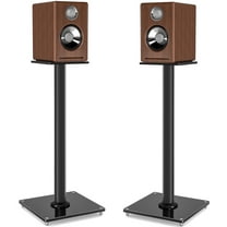 RFIVER Pair of Bookshelf-Style Speaker Stands That Rotate 45°, With Cable Management, Black.