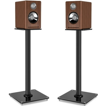 RFIVER Pair of Bookshelf-Style Speaker Stands That Rotate 45°, With Cable Management, Black.