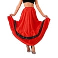 thumbnail image 3 of TiaoBug Womens Girls Layered Ruffles Skirt Belly Dance Spain Flamenco Gypsy Bull Dance Performance Type C 360 Degree One Size, 3 of 7