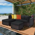 thumbnail image 4 of Patiojoy 5-Piece Outdoor Patio Sectional Rattan Sofa Set with Soft Back and Seat Cushion Black, 4 of 10