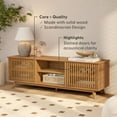 thumbnail image 3 of Plank+Beam Mid Century Modern Solid Wood TV Stand with 2 Doors, Pecan, 3 of 13