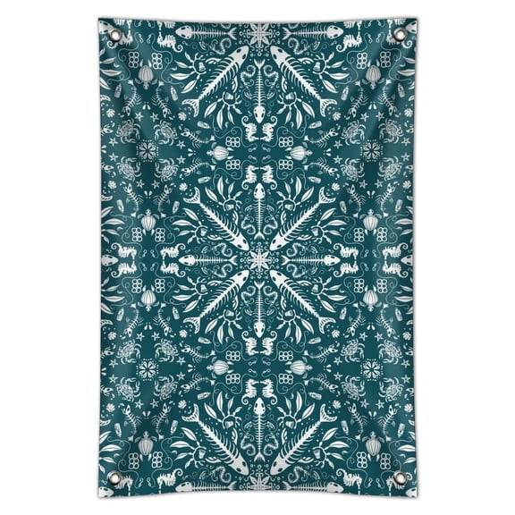 Fish Bones and Plastic Sea Ocean Pattern Home Business Office Sign