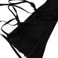 thumbnail image 4 of Women Long Split Dress Long Sleeve Deep Neck Drawstring Ruffle Dress, 4 of 8