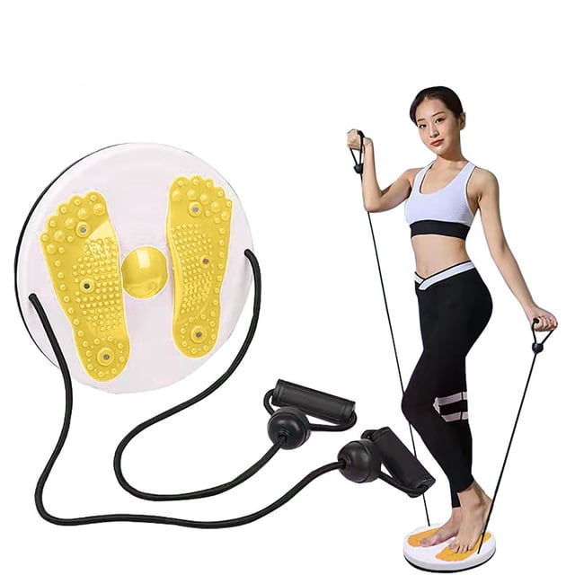 Riforla Waist Twisting Disc Massage Waist Twisting Board with Pull Rope Engineering Exercise Equipment Twisters Boards with Massage Foot Sole for Waist Yellow