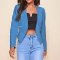 thumbnail image 2 of Arlun Womens Open Front Work Blazer Long Sleeve Lightweight Comfy Business Casual Office Jackets Solid Color Open Front Slim Fitted Cardigans with Pockets Blue L, 2 of 5