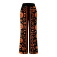 thumbnail image 5 of TTUHYWXI Halloween Pajama Pants for Women Loose Fit Wide Leg Trouser Pants Casual Elastic Waist Drawstring Palazzo Pants (Orange, L), 5 of 6