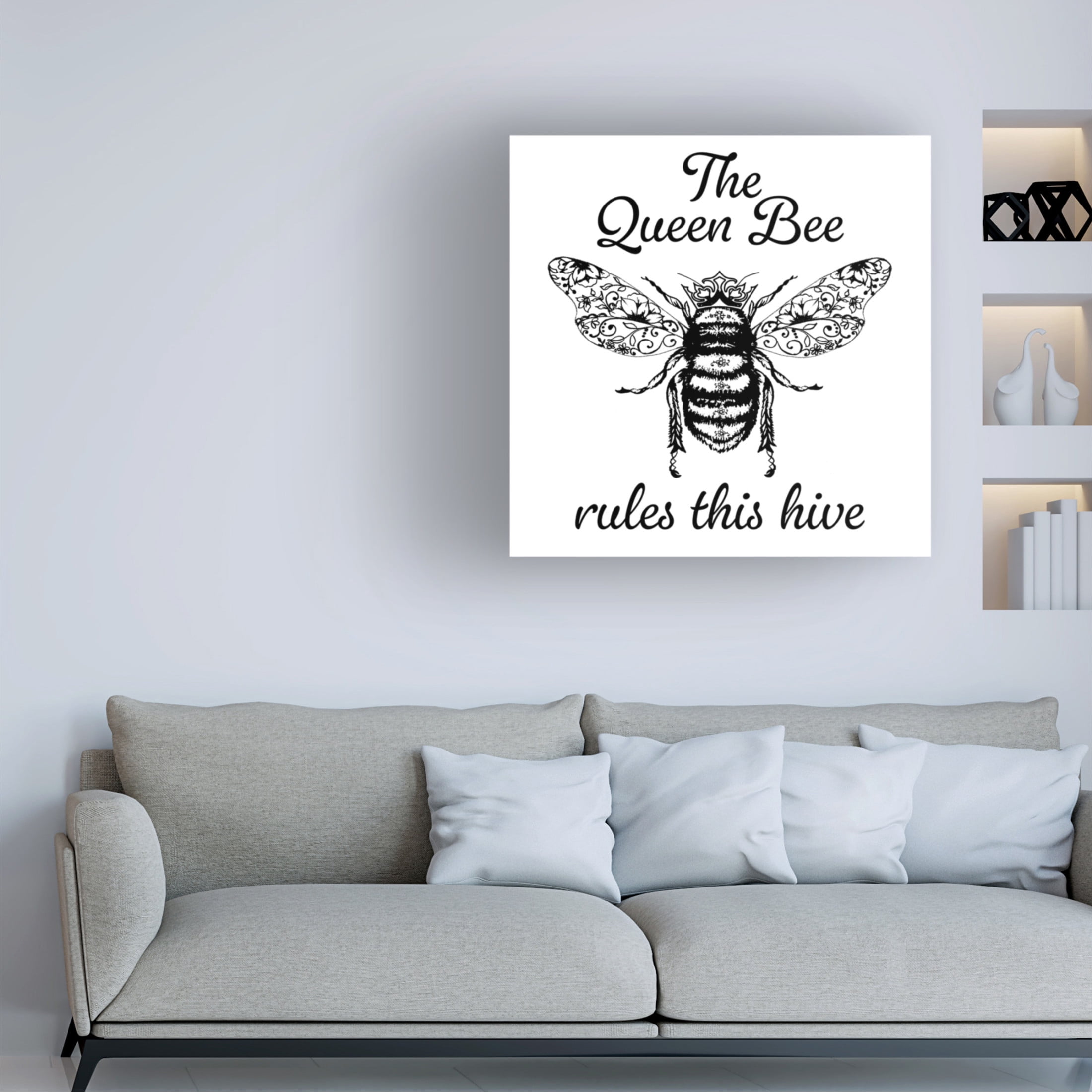 Canvas Wall Art - Jean Plout 'Queen Typography B' Wall Art for Living Room, Bedroom, or Office Décor by Trademark Fine Art - 24 x 24 Inches