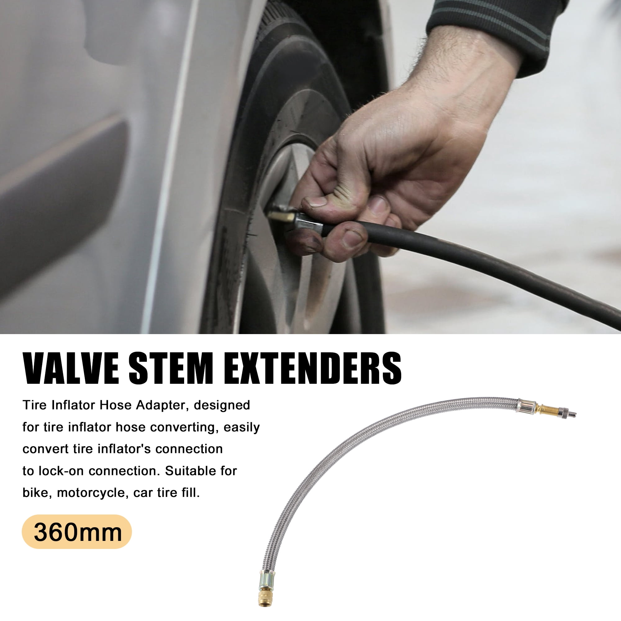 Unique Bargains 360mm 14.17 Inch Tire Inflator Air Extension Hose Connect Hose