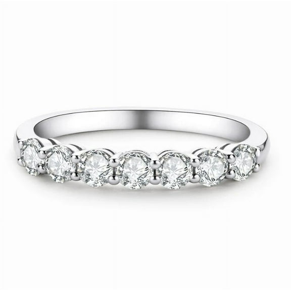 Forever Jewels 1/2Ct Round Moissanite Womens Half Eternity Wedding Band Ring 14K White Gold Plated