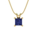 thumbnail image 3 of 0.5 ct Brilliant Princess Cut Solitaire Tanzanite 14k Yellow Solid Gold Everyday Affordable Designer Necklace Pendant with 18" Chain, 3 of 6