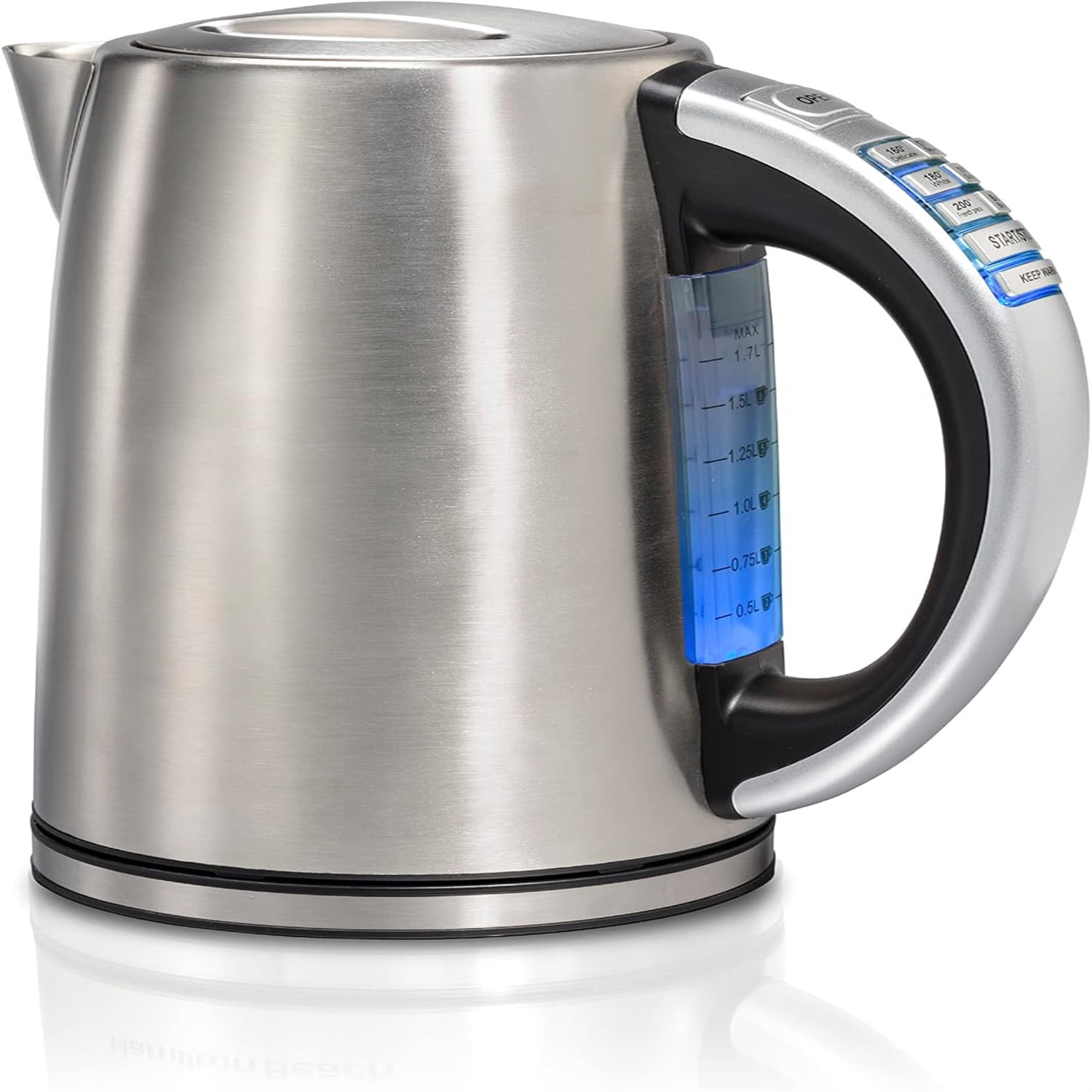 1.7 Liter Temperature Control Electric Kettle, Water Boiler & Heater, Fast Boiling 1500 Watts, , Cordless, Auto-Shutoff and Boil-Dry Protection, Stainless Steel