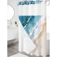 thumbnail image 3 of No Hook Shower Curtain with Snap-in Liner, Blue Teal Beach Coastal Waterproof Fabric Bathroom Curtains, Summer Nautical Seaside Ocean Bath Curtains & Mesh Top Window Stand Up Stall Narrow 36"x78", 3 of 9