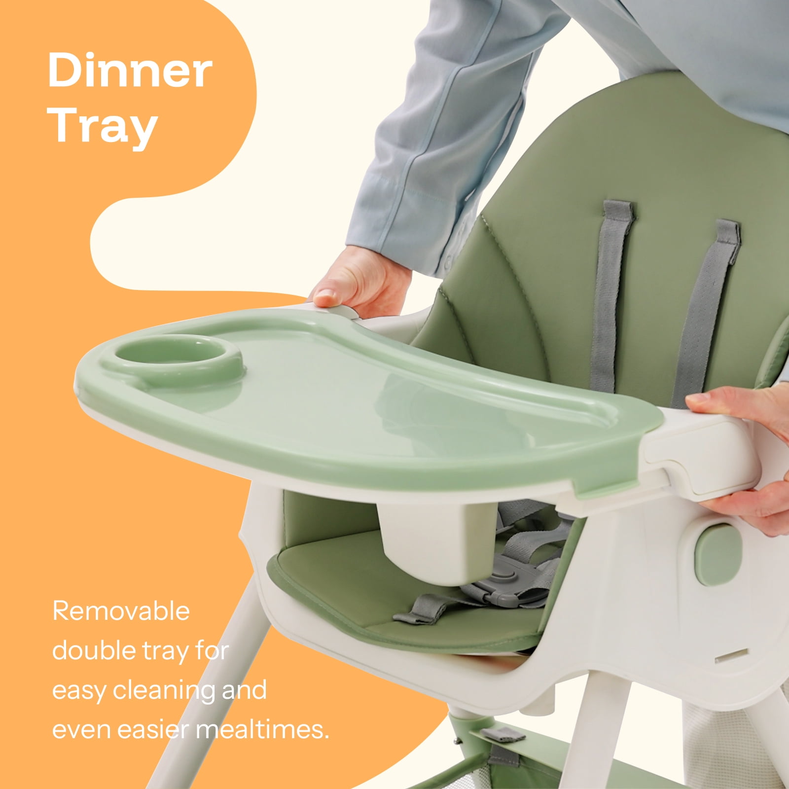 HARPPA 4-in-1 Convertible High Chair for Babies and Toddlers, Feeding Chair for Infant,Green