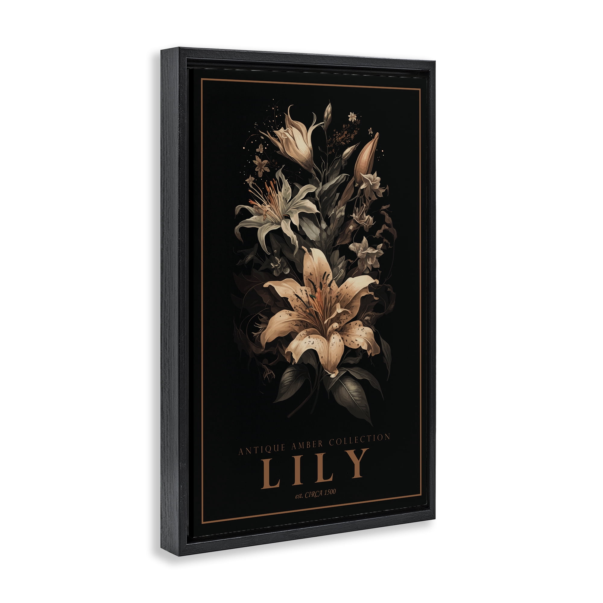 Stupell Industries Antique Lily Light Black Framed Floater Canvas Wall Art, design by Chris Giampietro
