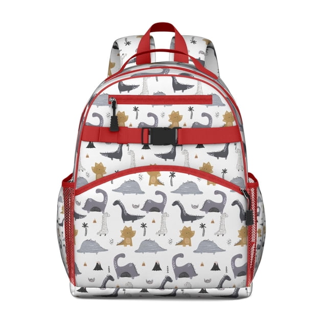 Minimalist Dinosaur Artistic Backpack with Baby Dino Pattern and Retro Hand-Drawn Watercolor Design