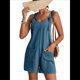 thumbnail image 1 of Cortos de Verano A para Mujer, Casuales Sin Mangas con Bolsillos Azul Mar XXXL, 1 of 9
