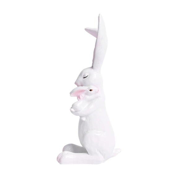 Easter Bunny Resin Figurine Mother-Children Rabbits with Carrot Figurine Home Tabletop Ornaments