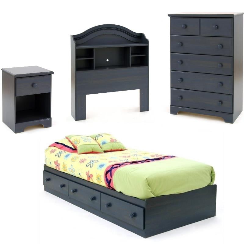 4 Piece Kids Twin Bed Set With, Kids Twin Bed Set