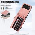 thumbnail image 4 of Jiahe Cover for Samsung Galaxy Z Flip 3, Wallet Case Crossbaody, with RFID Blocking Shockproof Zipper Purse with Card Slots Holder Adjustable Detachable Shoulder Strap Lanyard Case Cover, rosegold, 4 of 7
