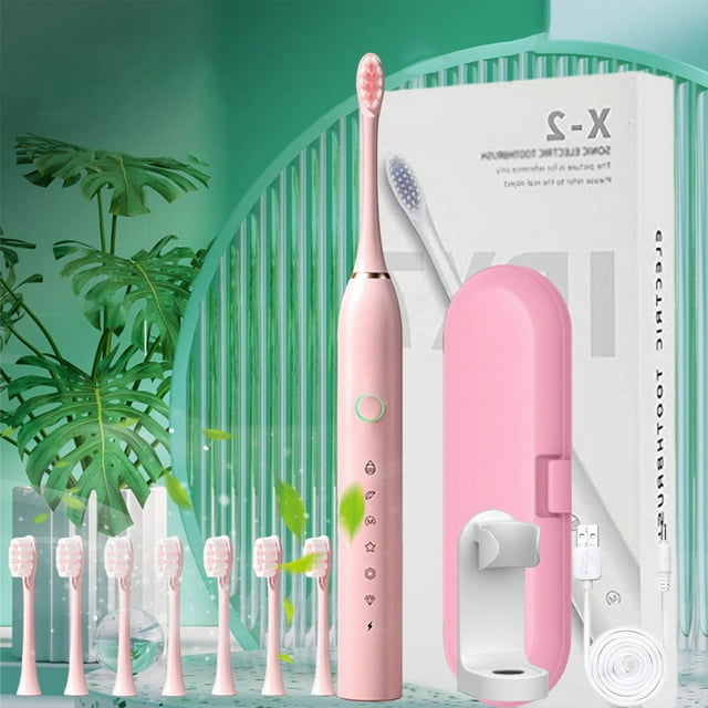 Fiudx Cepillo de Dientes Eléctrico, 8 Cabezales, 6 Modos Inteligentes, Cerdas Suaves para Encías Sensibles, Carga Usb, Estuche de Viaje Incluido, Funcionamiento Silencioso, Resistencia Al Agua Ipx7,