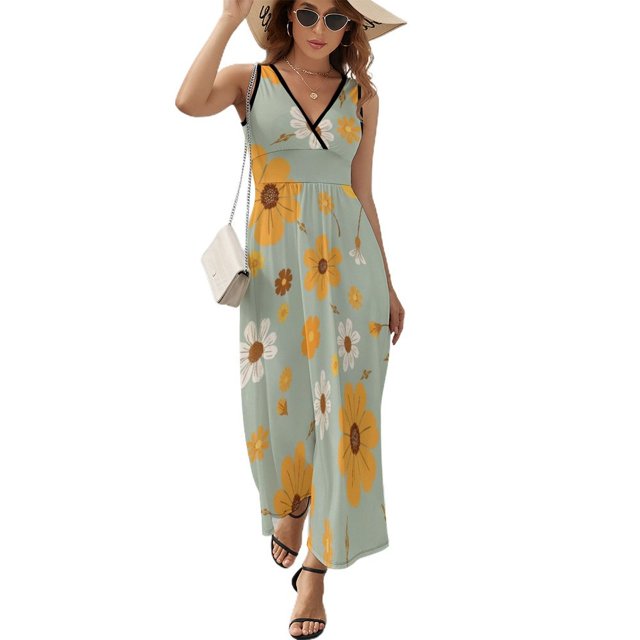 Vestido Largo Sin Mangas Para Mujer, Floral Traje Informal Para Cumpleaños, Verano