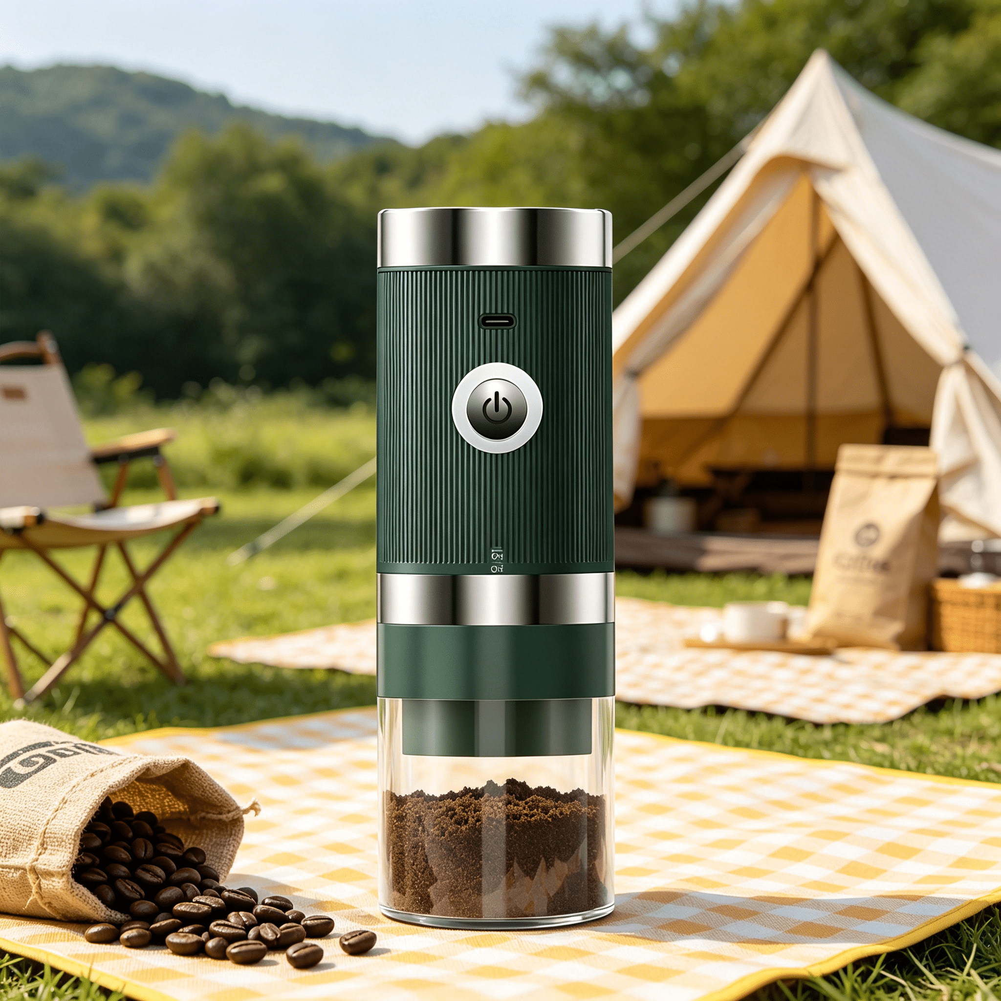 CURYMAY 2026 New Coffee Grinder Electric,Mini Conical Burr Mill,5 Level Adjustable Auto Stop Gravity Espresso Grinder,Cordless Coffee Grinder with Transparent Bin,Type-C Charging for Home Office