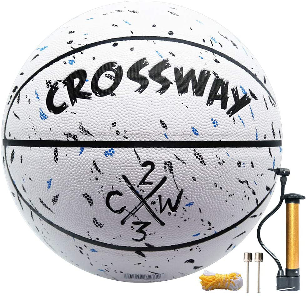 Ideal For Indoor Outdoor Training Matches Composite PU High Durability Basketballs for Children Women Men Junior Crossway Official Basketball Size 5 6 7 with Pump 