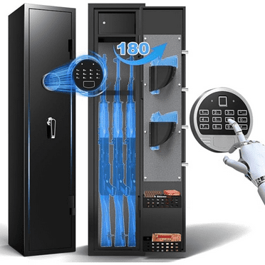 2-3 Safe, Small Gun Cabinet for Home Rifles and Pistols, Quick Access Gun Safe for Guns with Alarm System, Home Gun Security Cabinet with Digital Keypad, Gun Locker for Shotgun Firearms