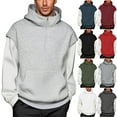thumbnail image 1 of QATAINLAV Chandails à Capuche Rouges pour Hommes Demi-Fermeture à Glissière Faux Deux Pièces Chandails en Molleton à Capuche Couleur Unie Manches Longues Chandail Hauts Automne Hiver Vêtements de Sport, 1 of 9