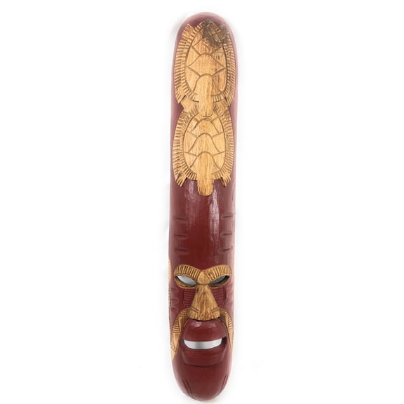Fijian Tiki Mask 40" w/ 2 Carved Turtles - Abundance | #mdr19006100