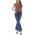 thumbnail image 2 of INSPIRE CHIC Valentine's Day Women's Floral Blouse Short Cap Sleeve Chiffon Casual Ruffle Tops XS Dark Red, 2 of 6