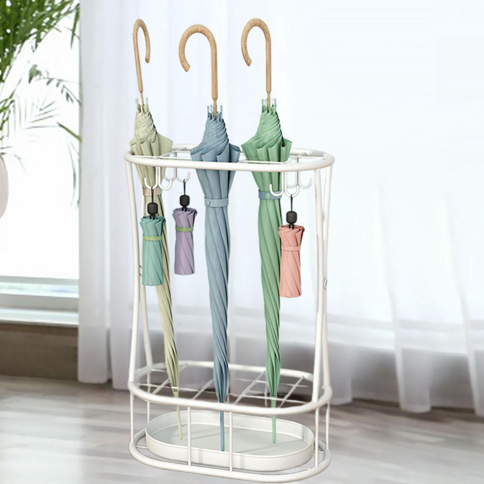 TISHITA Umbrella Rack Umbrella Holder Storage Box Sturdy Rain Water Drip Tray Iron Umbrella Organizer Umbrella Storage Rack for Hotel White