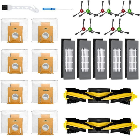 T8 N8 Replacement Parts for ECOVACS-Deebot Ozmo T8 T8 Aivi T8  T8 AIVI  T8 MAX N8 Pro Plus/N8 Pro N8  Plus N8 Pro  DEE.BOT Dust-Bags Main Brush Side Brushes HEPA Filters Replacement for Yeedi Vac