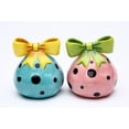 thumbnail image 3 of Hand Painted Ceramic Salt and Pepper Shakers Blue Pink Dots 2x2x2.25, 3 of 3