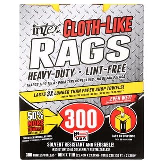 INTEX Supply 200-Count Blue Cloth-Like Rags – 10” X 11” Heavy Duty Disposable Shop Towels