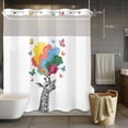 thumbnail image 3 of Abstract Giraffes No Hook Shower Curtain with Snap in Liner Colored Heart Paint Red Blue Yellow Pink Butterfly Waterproof Bathroom Shower Curtain with See Through Top Window for Bathtub 72" x 72", 3 of 9