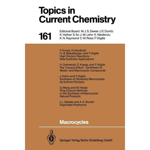 Topics in Current Chemistry Macrocycles, Book 161, (Paperback)