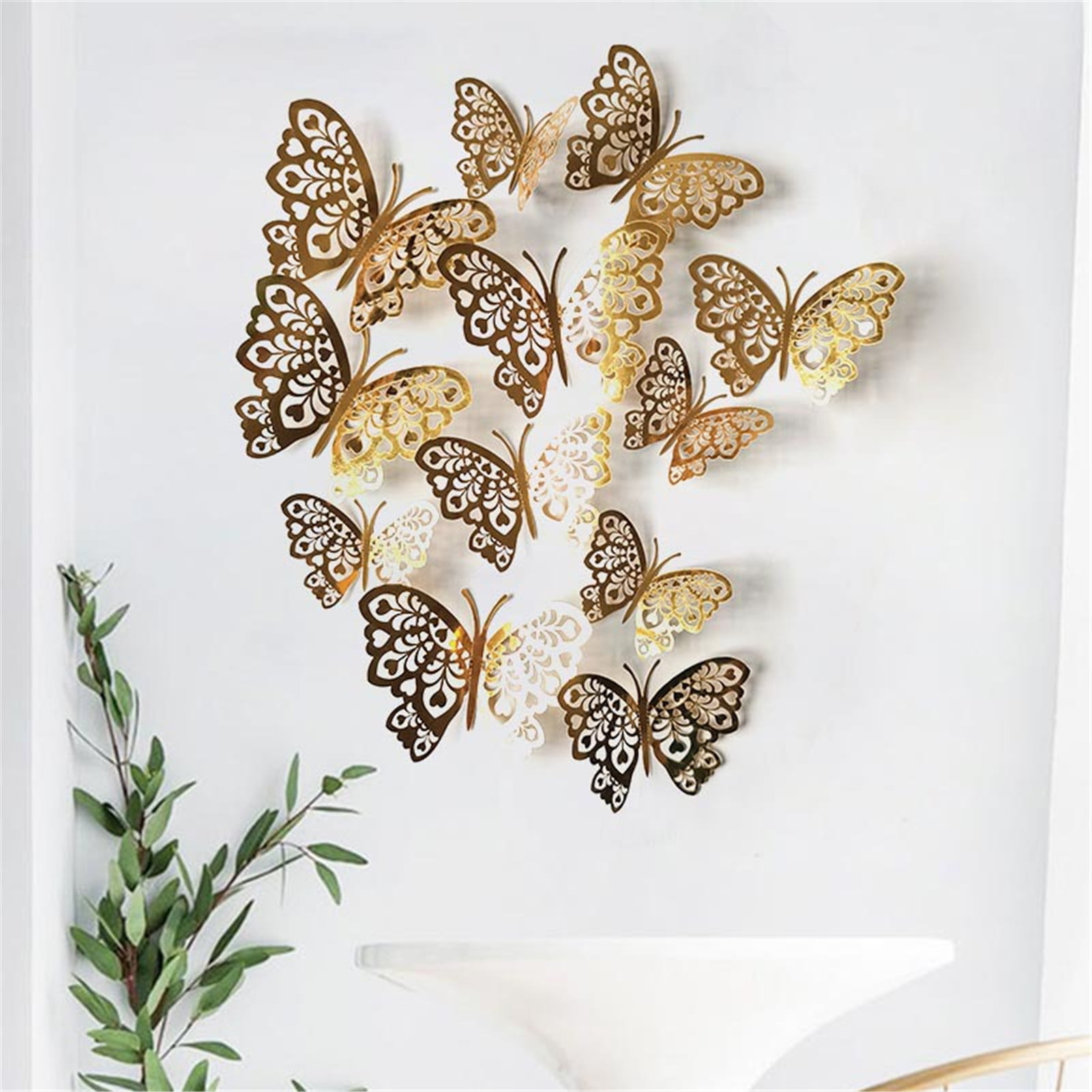 12pcs 3D Hollow Multi-colors Butterfly Wall Sticker Bedroom Livingroom Decor #