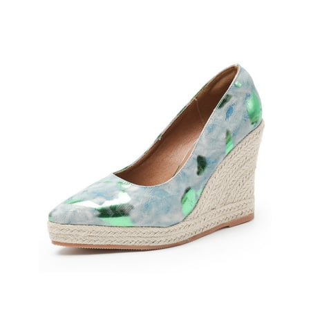

Tenmix Womens Espadrilles Pointed Toe Wedge Pumps Shoes Comfort Dress Pump Slip On Sandals Ladies Casual High Heel Green 5.5