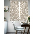 thumbnail image 4 of Light Brown Flowers Sheer Curtains 63 Inch Length 2 Panels Set, Rustic Boho Ethnic Middle Century Voile Window Treatment Rod Pocket Curtains Sheers Drapes for Bedroom/Living Room/Kitchen 52x"63"x2, 4 of 7