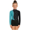 thumbnail image 4 of iiniim Girls 3 Piece Gymnastics Outfits Long Sleeve Leotard with Shorts Hairband Sparkly Ballet Dancewear Green 16, 4 of 7
