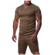 thumbnail image 1 of Pantalones de Cordón para Hombre Color Sólido Casual Ejercicio Bolsillo Pantalones Cortos Manga Corta V-Cuello Blusas Conjuntos, 1 of 7