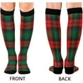 thumbnail image 2 of FREEAMG High Elasticity Compression Socks, High Knee Socks Adult Universal Leisure Relieve Fatigue,Red and Green Grid Travel Daily with Running (2 Pair), 2 of 7