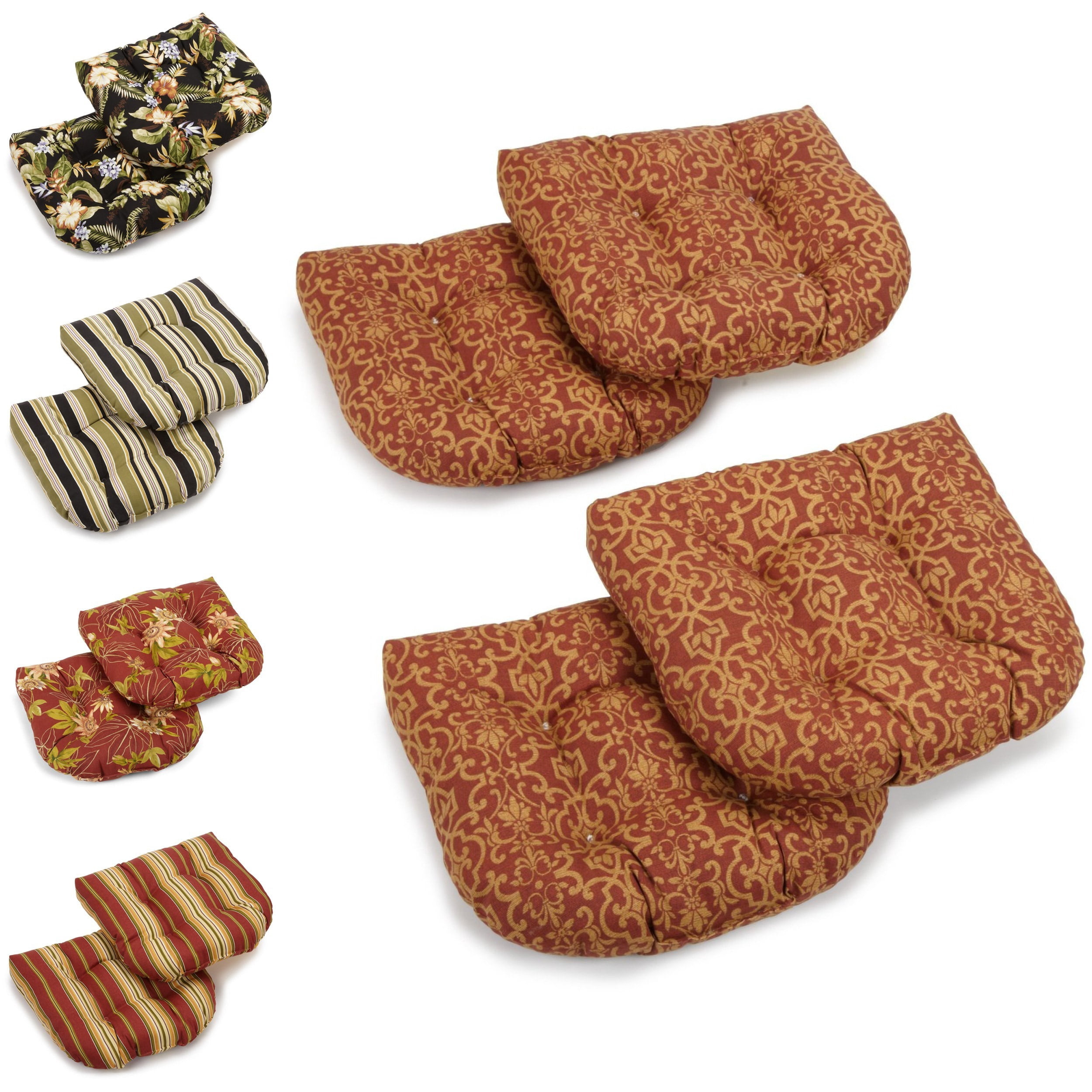 19-inch U-Shaped Spun Polyester Outdoor Tufted Dining Chair Cushions (Set of 4)