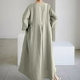 thumbnail image 4 of WTOBBY Fashionable Solid-Color Round-Neck Long-Sleeve Loose Swing Pocket Dress for Ladies Flowy A-Line Silhouette with Functional Pockets Casual Chic for Everyday Outings and Errands,Beige XL, 4 of 6