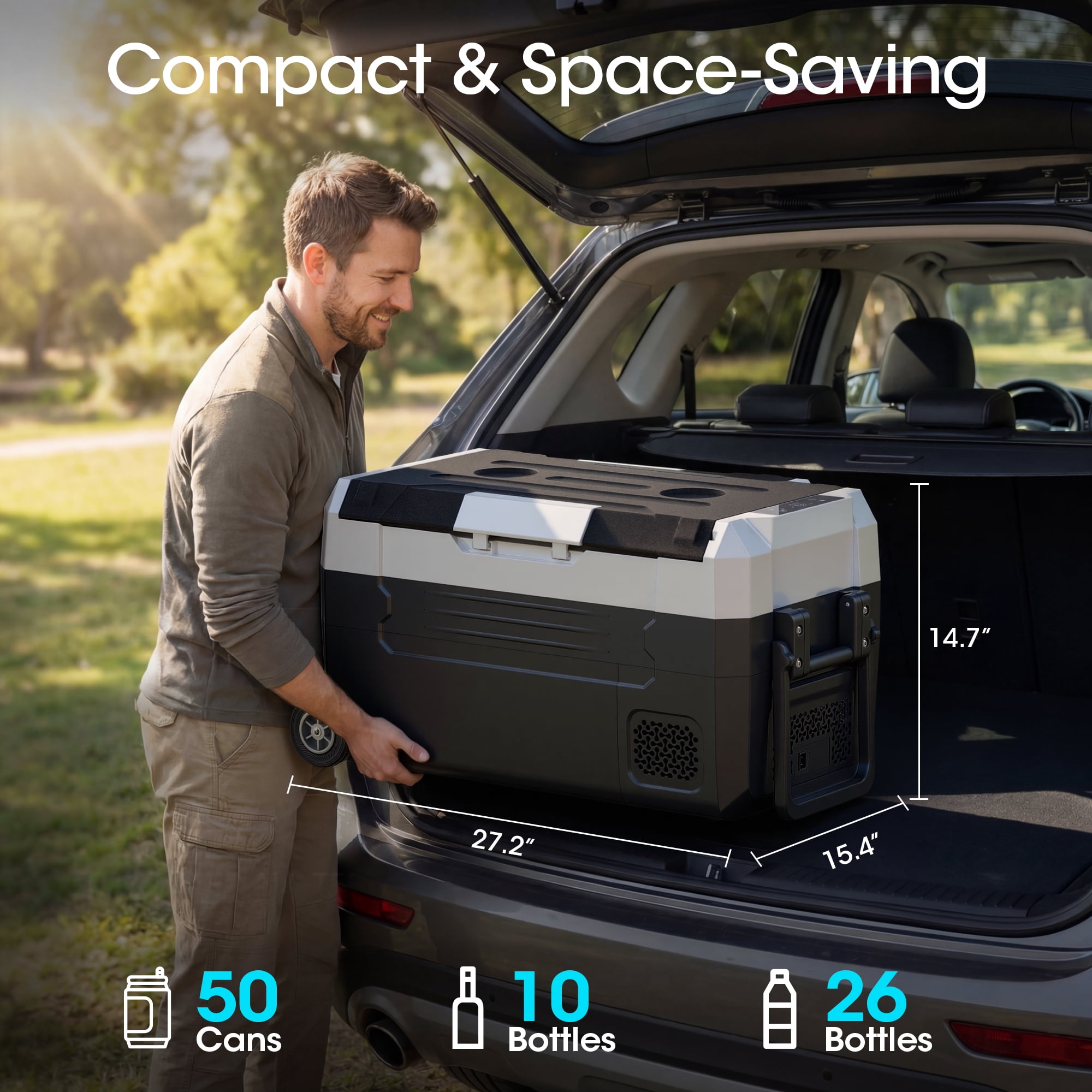 Nepsam 12 Volt Refrigerator, 37 Quart (35L) Car Fridge, Car Refrigerator -4℉~77℉, Portable Freezer for RV, Camping, Travel