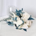 thumbnail image 2 of Nvzi 9 inches Creamy White Cascading Bride Bouquet Waterfall Wedding Flower, Rose Hydrangea Bride Bouquet with Eucalyptus for Centerpiece, Party and Wedding Ceremony Anniversary (Bridal Bouquet), 2 of 4
