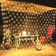 thumbnail image 1 of Red de luz LED de 144 LED con enchufe de 220 V para fiestas, jardines, Navidad, Halloween, bodas, decoración de iluminación, 2 m x 2 m, blanco cálido, 1 of 5